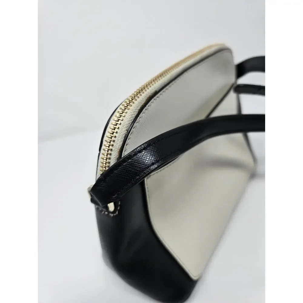 Kate Spade New York Crossbody Purse Black White Leather‎ Shoulder Bag Medium